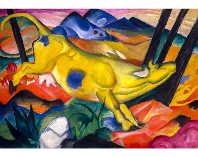 Franz Marc, Yellow Cow, 1911 | Art Print | Canvas Print | Fine Art Poster | Art Reproduction | Archival Giclee | Gift Wrapped