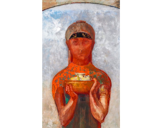 Odilon Redon, La coupe de mystère (ou Sibylle), 1890 | Art Print | Canvas Print | Fine Art Poster | Art Reproduction | Archival Giclee