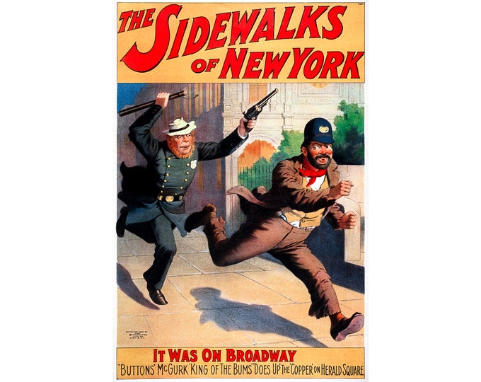 The Sidewalks of New York, Broadway Poster | Art Print | Canvas Print | Fine Art Poster | Art Reproduction | Archival Giclee | Gift Wrapped
