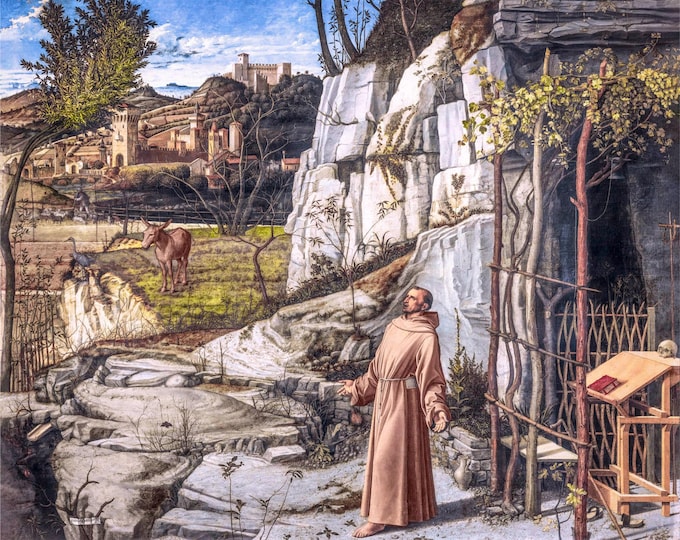 Giovanni Bellini, St. Francis in the Desert, 1480 | Art Print | Canvas Print | Fine Art Poster | Art Reproduction | Archival Giclee | Gift