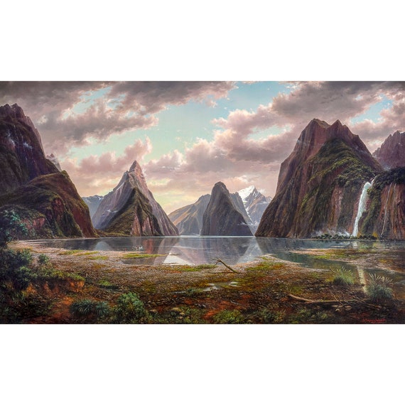 Eugene Von Guerard - Milford Sound, New Zealand (1877), Canvas