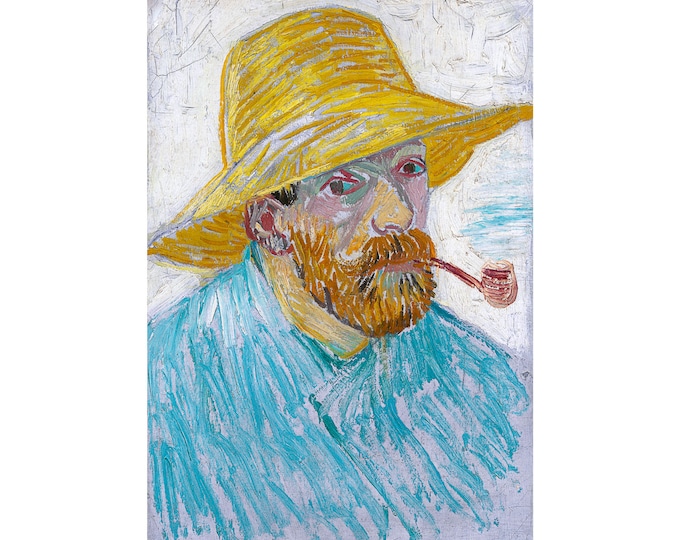 Van Gogh, Self-Portrait with Pipe and Straw Hat, 1887 | Art Print | Canvas Print | Fine Art Poster | Art Reproduction | Archival Giclee