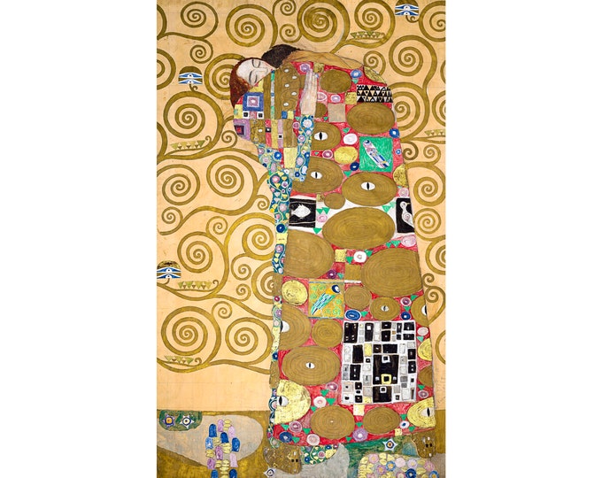 Gustav Klimt, Fulfillment, Lovers, Nine Cartoons, 1911 | Art Print | Canvas Print | Fine Art Poster | Art Reproduction | Archival Giclee