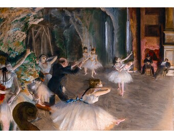 Edgar Degas, The Rehearsal Onstage, 1874 | Art Print | Canvas Print | Fine Art Poster | Art Reproduction | Archival Giclee | Gift Wrapped