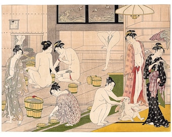 Kiyonaga, Onna yu, Bathhouse women, 1780 | Art Print | Canvas Print | Fine Art Poster | Art Reproduction | Archival Giclee | Gift Wrapped