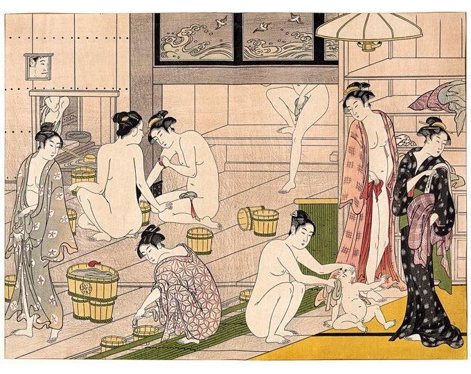 Kiyonaga, Onna yu, Bathhouse women, 1780 | Art Print | Canvas Print | Fine Art Poster | Art Reproduction | Archival Giclee | Gift Wrapped
