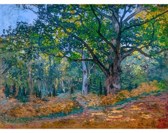 Claude Monet, The Bodmer Oak, Fontainebleau Forest, 1865 | Art Print | Canvas Print | Fine Art Poster | Art Reproduction | Archival Giclee