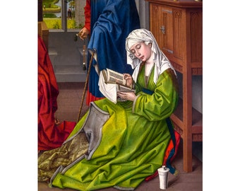 Rogier van der Weyden, The Magdalen Reading, 1438 | Art Print | Canvas Print | Fine Art Poster | Art Reproduction | Archival Giclee | Gift