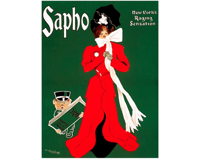 Sapho, Clyde Fitch, Play Poster, Theatre | Art Print | Canvas Print | Fine Art Poster | Art Reproduction | Archival Giclee | Gift Wrapped