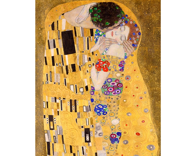 Gustav Klimt, The Kiss, (Crop) 1908 | Art Print | Canvas Print | Fine Art Poster | Art Reproduction | Archival Giclee | Gift Wrapped