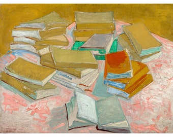 Van Gogh, Piles of French Novels, 1887 | Art Print | Canvas Print | Fine Art Poster | Art Reproduction | Archival Giclee | Gift Wrapped