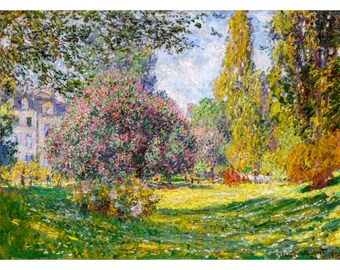 Claude Monet, Landscape, The Parc Monceau, 1876 | Art Print | Canvas Print | Fine Art Poster | Art Reproduction | Archival Giclee | Gift