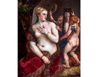 Titian, Venus with a Mirror, 1555 | Art Print | Canvas Print | Fine Art Poster | Art Reproduction | Archival Giclee | Gift Wrapped