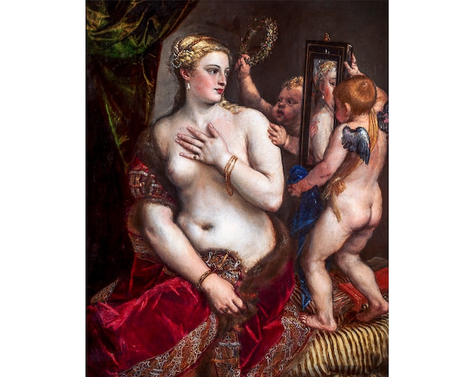 Titian, Venus with a Mirror, 1555 | Art Print | Canvas Print | Fine Art Poster | Art Reproduction | Archival Giclee | Gift Wrapped