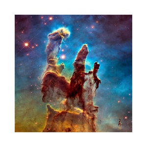 Pillars of Creation Eagle Nebula, NASA Space Art | Art Print | Canvas Print | Fine Art Poster | Art Reproduction | Archival Giclee | Gift