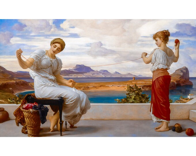 Frederic Leighton, Winding the skein, 1878 | Art Print | Canvas Print | Fine Art Poster | Art Reproduction | Archival Giclee | Gift Wrapped