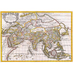 Geographicus, Sanson, Rossi Map of Asia, 1687 | Art Print | Canvas Print | Fine Art Poster | Art Reproduction | Archival Giclee | Gift Wrap