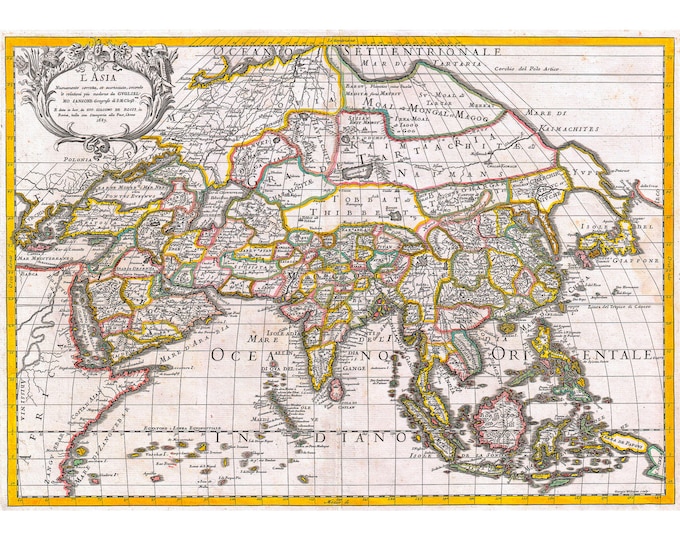 Geographicus, Sanson, Rossi Map of Asia, 1687 | Art Print | Canvas Print | Fine Art Poster | Art Reproduction | Archival Giclee | Gift Wrap
