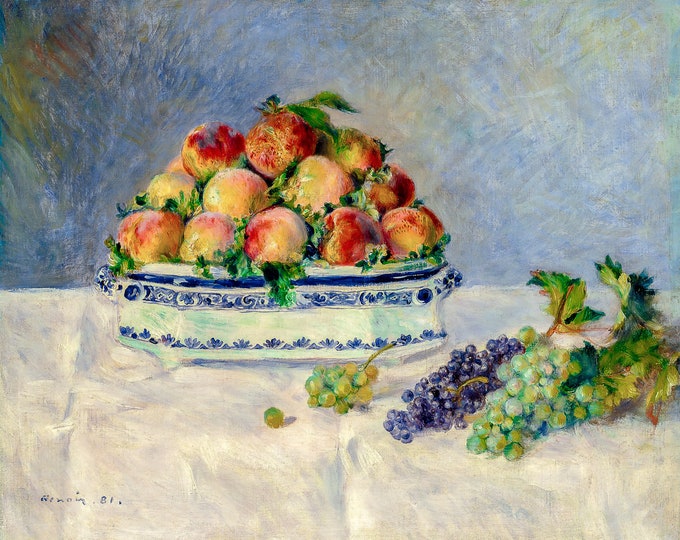 Renoir, Still life with peaches and grapes, 1881 | Art Print | Canvas Print | Fine Art Poster | Art Reproduction | Archival Giclee | Gift
