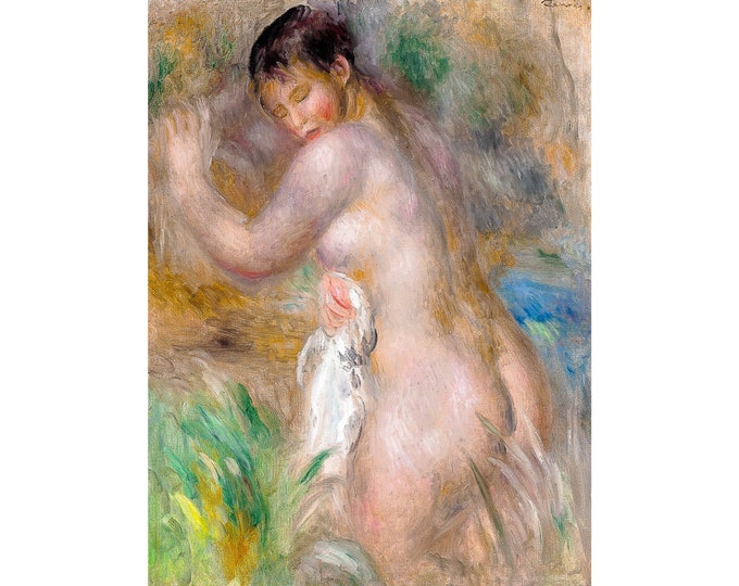 Renoir, Bather, Nude, 1890 | Art Print | Canvas Print | Fine Art Poster | Art Reproduction | Archival Giclee | Gift Wrapped