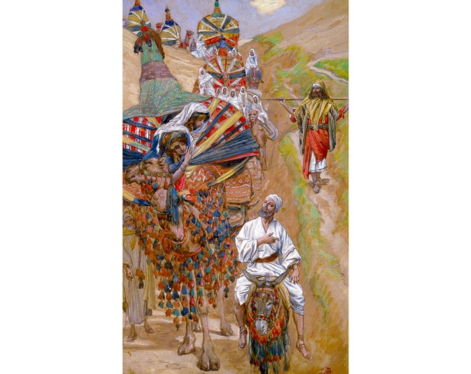 James Tissot, Rebecca Meets Isaac by the Way, 1902 | Art Print | Canvas Print | Fine Art Poster | Art Reproduction | Archival Giclee | Gift