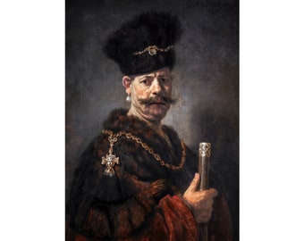 Rembrandt, A Polish Nobleman, 1637 | Art Print | Canvas Print | Fine Art Poster | Art Reproduction | Archival Giclee | Gift Wrapped