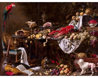 Adriaen van Utrecht, Banquet Still Life, 1644 | Art Print | Canvas Print | Fine Art Poster | Art Reproduction | Archival Giclee | Gift Wrap