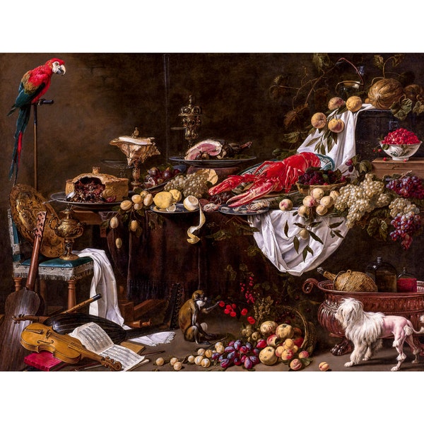 Adriaen van Utrecht, Banquet Still Life, 1644 | Art Print | Canvas Print | Fine Art Poster | Art Reproduction | Archival Giclee | Gift Wrap