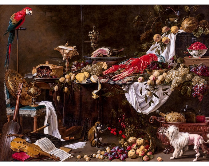 Adriaen van Utrecht, Banquet Still Life, 1644 | Art Print | Canvas Print | Fine Art Poster | Art Reproduction | Archival Giclee | Gift Wrap