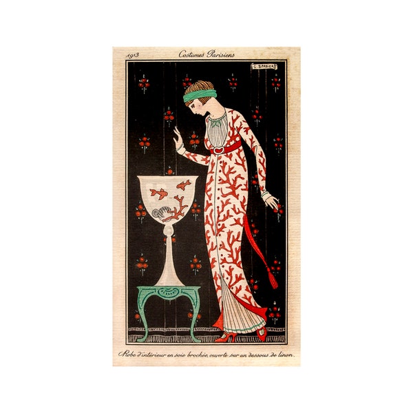 George Barbier, Costumes Parisiens No.61, 1913 | Art Print | Canvas Print | Fine Art Poster | Art Reproduction | Archival Giclee | Gift Wrap