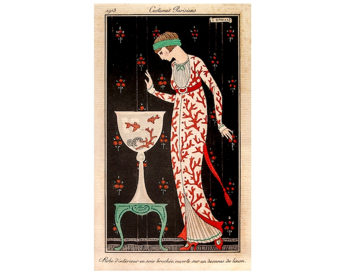 George Barbier, Costumes Parisiens No.61, 1913 | Art Print | Canvas Print | Fine Art Poster | Art Reproduction | Archival Giclee | Gift Wrap