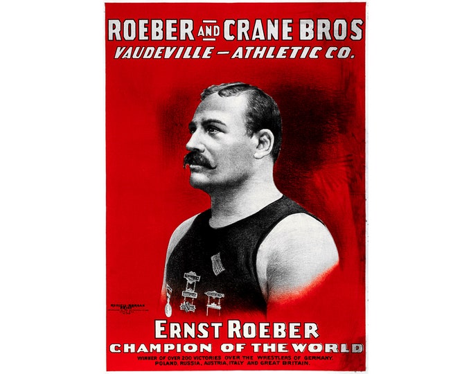 Roeber and Crane Bros, Vaudeville Wrestling | Art Print | Canvas Print | Fine Art Poster | Art Reproduction | Archival Giclee | Gift Wrapped