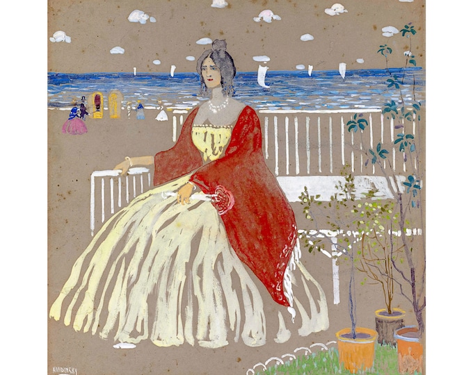 Wassily Kandinsky, Am Strande (Au bord de la mer, or Woman by the Sea), 1904 | Art Print | Canvas Print | Fine Art Poster | Art Reproduction