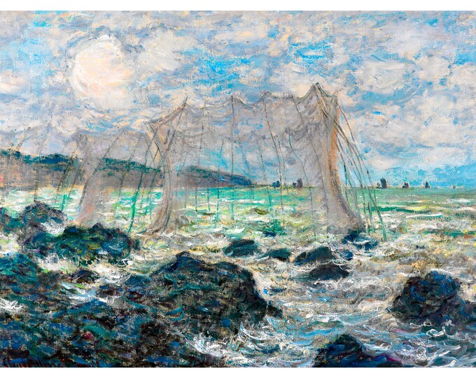 Claude Monet, The Nets in Pourville, 1882 | Art Print | Canvas Print | Fine Art Poster | Art Reproduction | Archival Giclee | Gift Wrapped