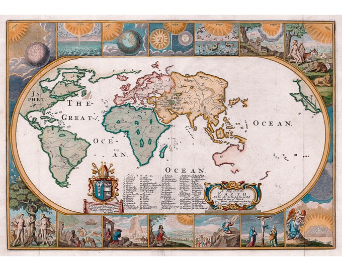 Map of the Earth, 1681 | Art Print | Canvas Print | Fine Art Poster | Art Reproduction | Archival Giclee | Gift Wrapped