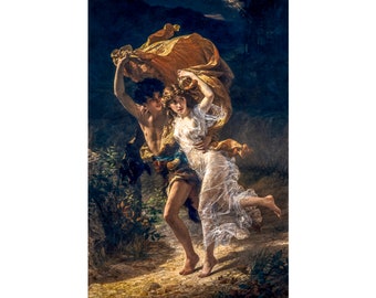 Pierre Auguste Cot, The Storm, 1880 | Art Print | Canvas Print | Fine Art Poster | Art Reproduction | Archival Giclee | Gift Wrapped