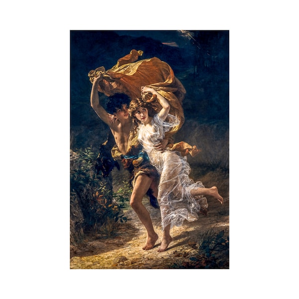 Pierre Auguste Cot, The Storm, 1880 | Art Print | Canvas Print | Fine Art Poster | Art Reproduction | Archival Giclee | Gift Wrapped