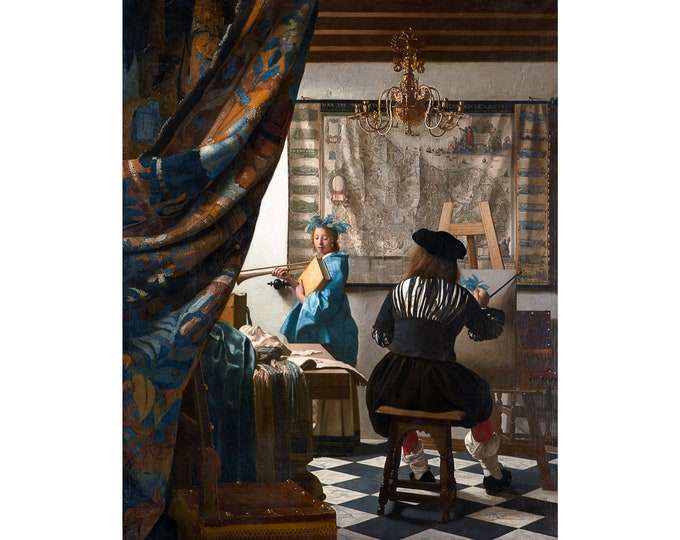 Vermeer, The Art of Painting, 1668 | Art Print | Canvas Print | Fine Art Poster | Art Reproduction | Archival Giclee | Gift Wrapped
