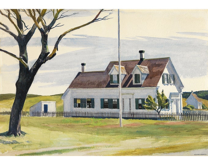 Edward Hopper,  Dead Tree and Side of Lombard House, 1931 | Art Print | Canvas Print | Fine Art Poster | Art Reproduction | Archival Giclee
