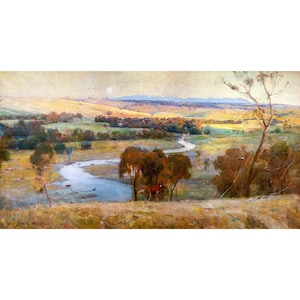 Arthur Streeton - Still glides the stream, and shall for ever glide (1890), Canvas Print or Fine Art Giclee - Enhanced image 1