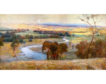 Arthur Streeton, Still glides the stream, and shall for ever glide, 1890 | Art Print | Canvas Print | Fine Art Poster | Art Reproduction