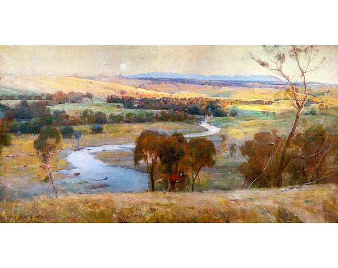 Arthur Streeton, Still glides the stream, and shall for ever glide, 1890 | Art Print | Canvas Print | Fine Art Poster | Art Reproduction