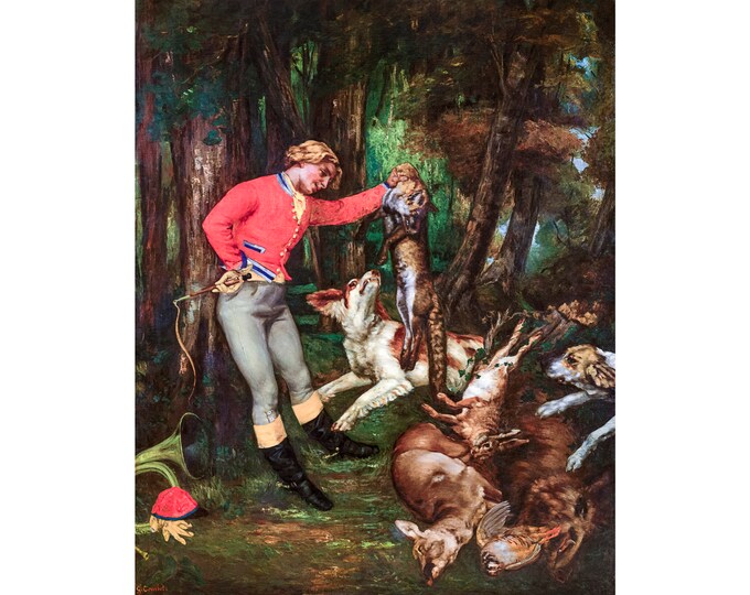 Gustave Courbet, After the Hunt, 1859 | Art Print | Canvas Print | Fine Art Poster | Art Reproduction | Archival Giclee | Gift Wrapped