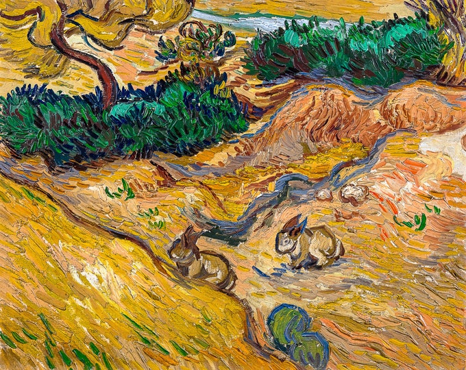 Van Gogh, Landscape with Rabbits, 1889 | Art Print | Canvas Print | Fine Art Poster | Art Reproduction | Archival Giclee | Gift Wrapped