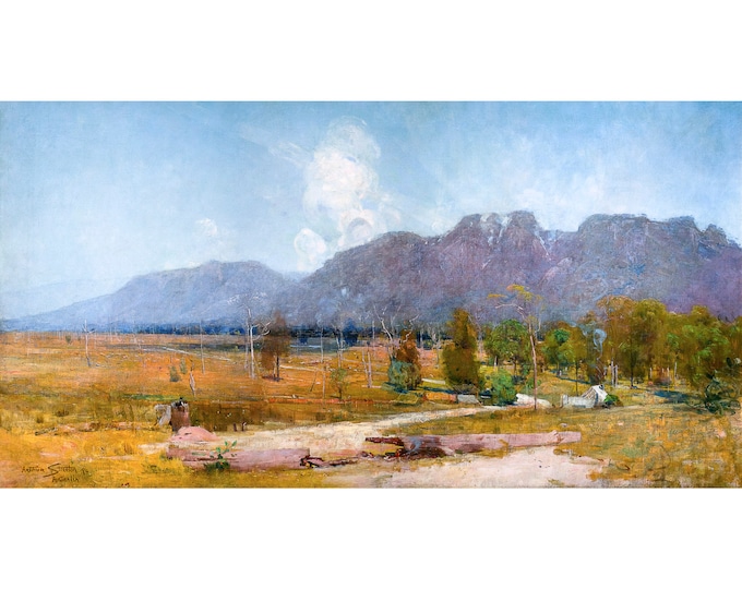 Arthur Streeton, The Gloucester Buckets, Landscape, the AA Co's million acres, 1894 | Art Print | Canvas Print | Fine Art Poster | Art