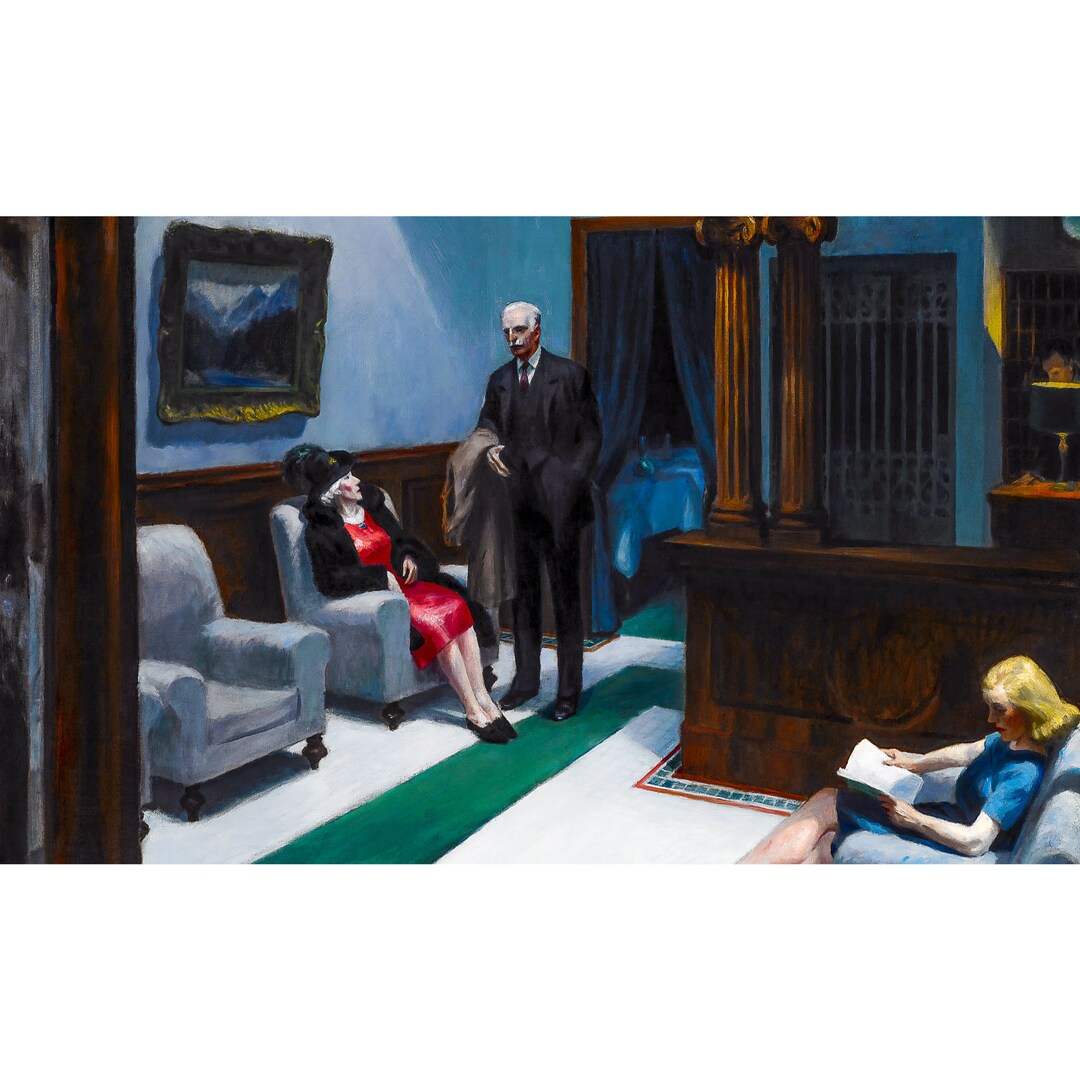 Edward Hopper Hotel Lobby crop, 1943 Art Print Canvas Print Fine Art