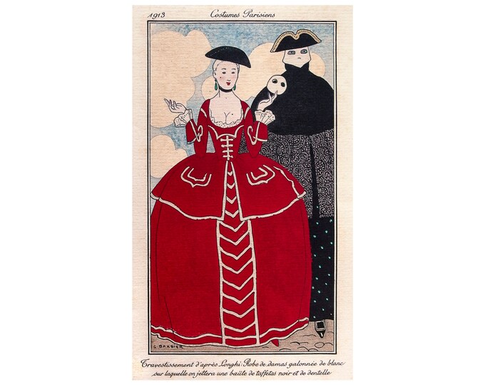 George Barbier, Costumes Parisiens No.56, 1913 | Art Print | Canvas Print | Fine Art Poster | Art Reproduction | Archival Giclee | Gift Wrap