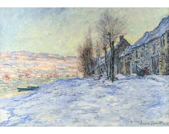 Claude Monet, Lavacourt under Snow, 1881 | Art Print | Canvas Print | Fine Art Poster | Art Reproduction | Archival Giclee | Gift Wrapped