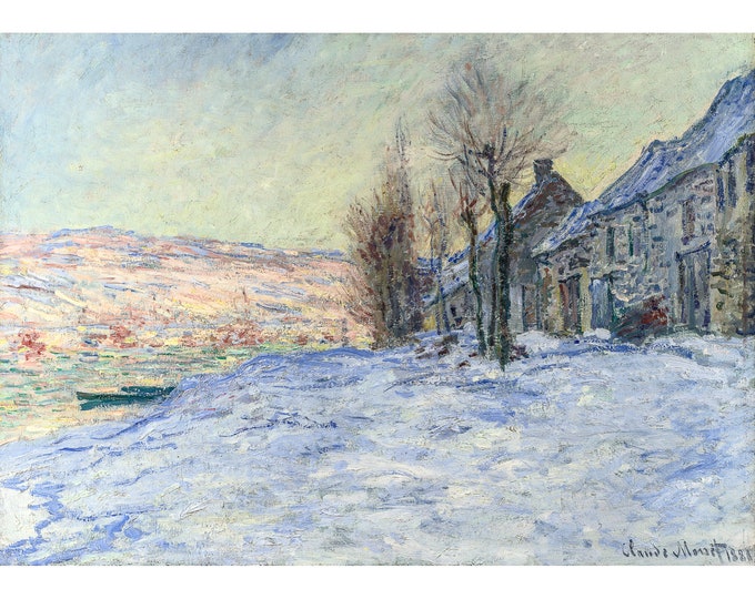 Claude Monet, Lavacourt under Snow, 1881 | Art Print | Canvas Print | Fine Art Poster | Art Reproduction | Archival Giclee | Gift Wrapped
