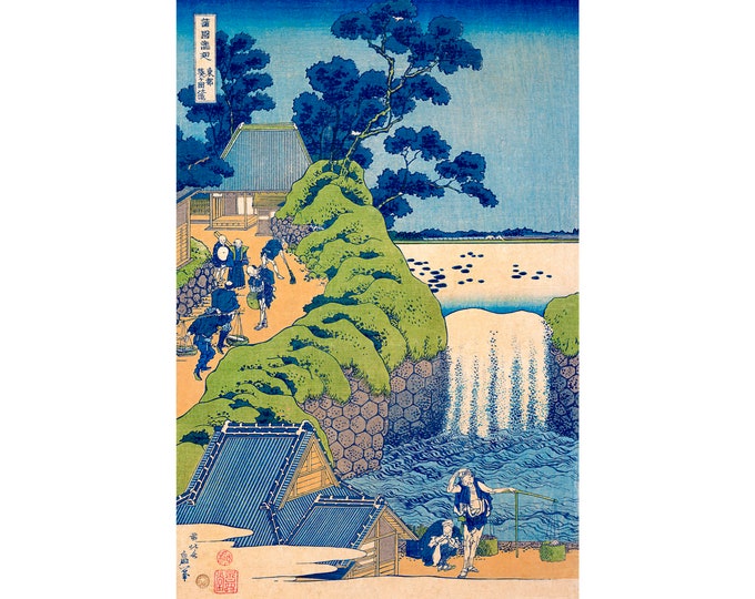 Hokusai, Fall of Aoiga Oka, Yedo, 1827 | Art Print | Canvas Print | Fine Art Poster | Art Reproduction | Archival Giclee | Gift Wrapped